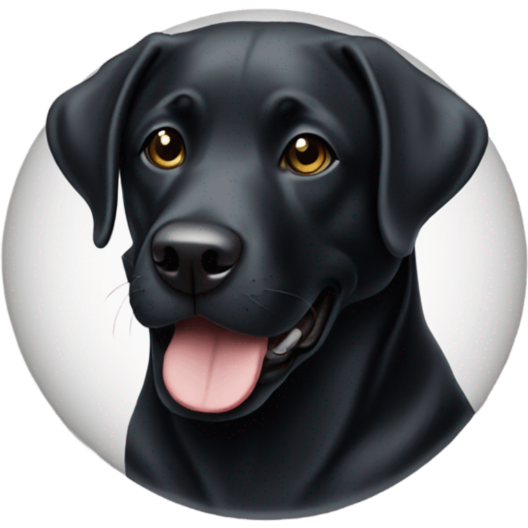 A black lab playing emoji