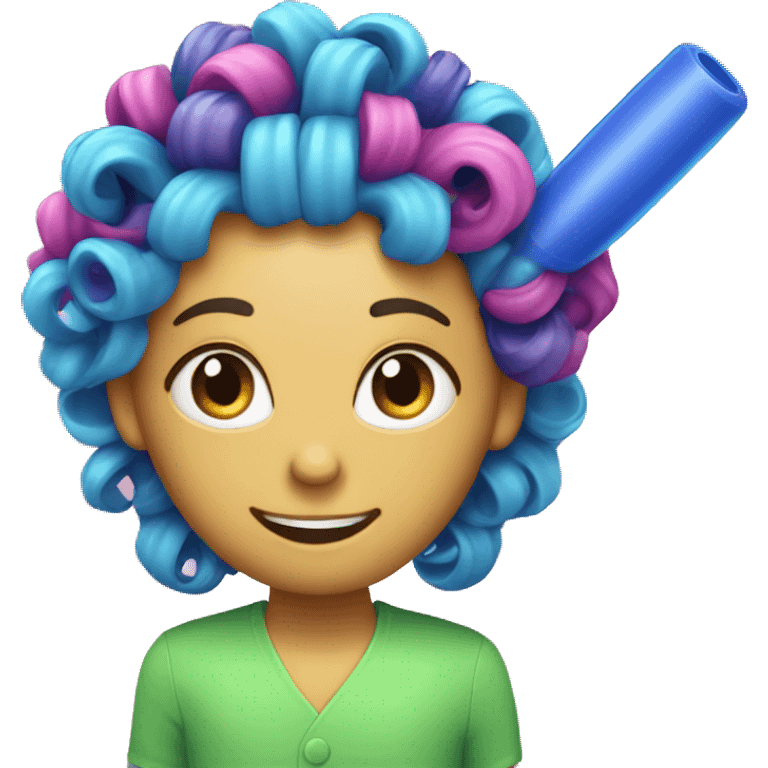 a  single plastic colorful Curler you put under hair emoji