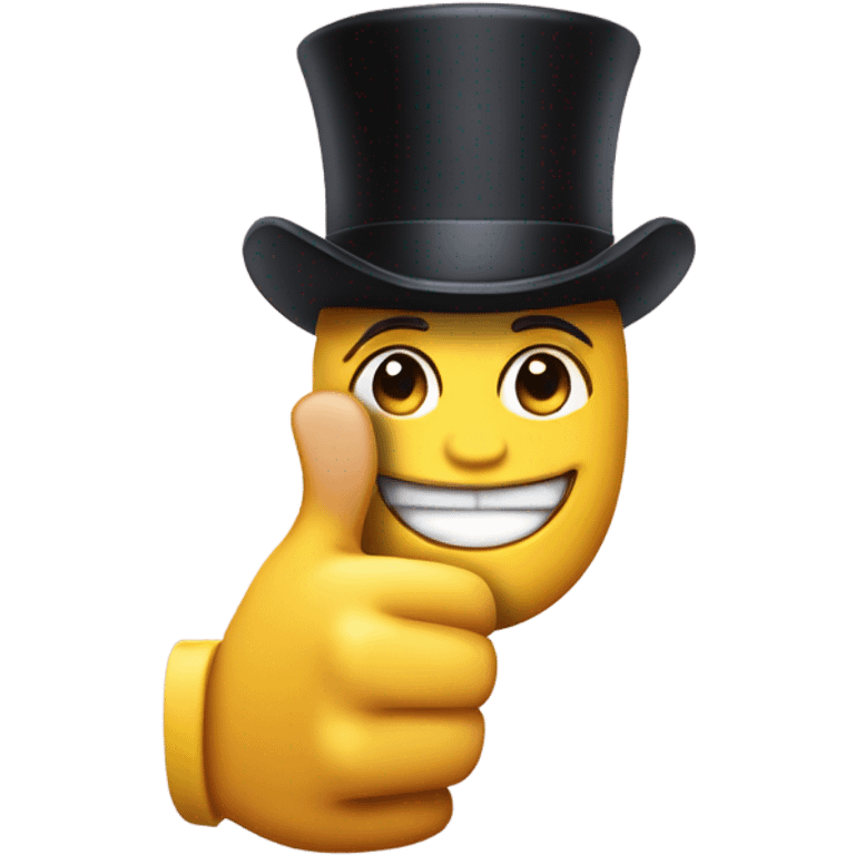 Thumbs up with small tophat on the thumb emoji