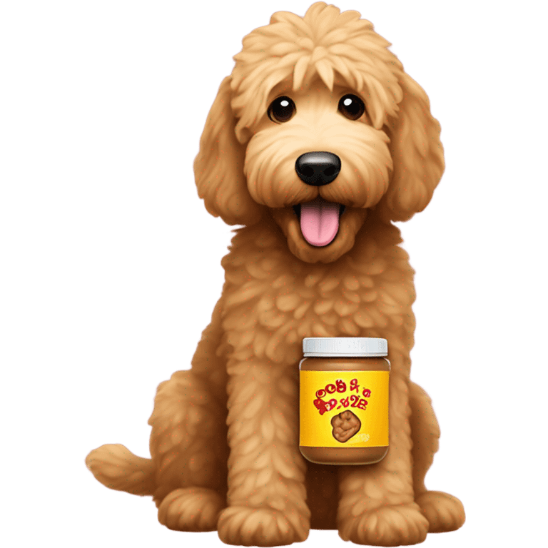 Golden doodle eating peanut butter emoji