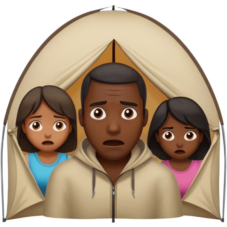 dark skinned black man standing outside of a tent scaring two girls inside of a tent emoji