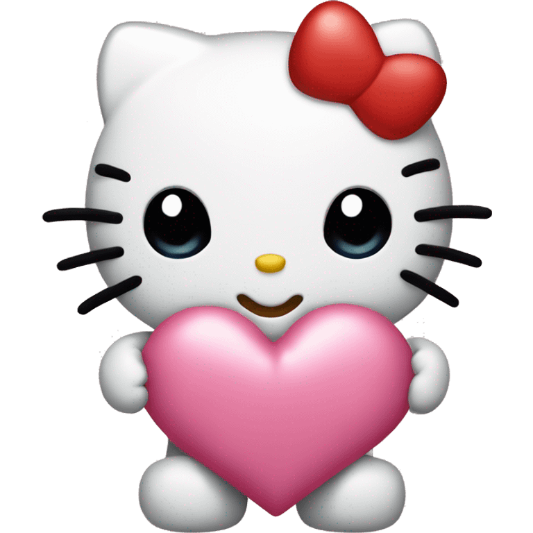 Hello kitty holding a heart emoji