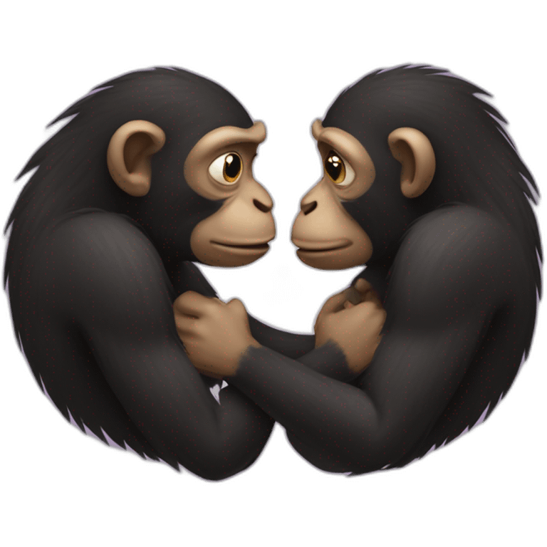 dark monkeys kissing emoji