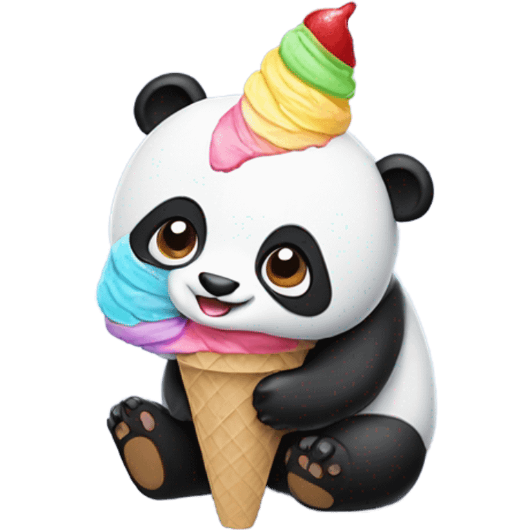 Panda eating ice cream emoji