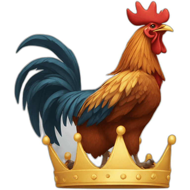 fighting and howling rooster with a crown on its head emoji