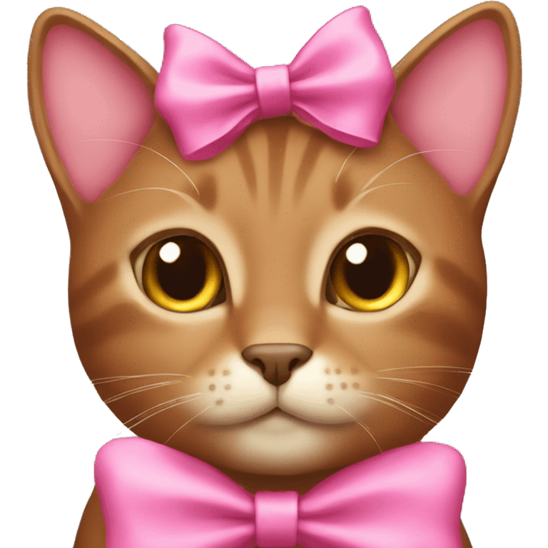 brown cat with pink bow on the head emoji