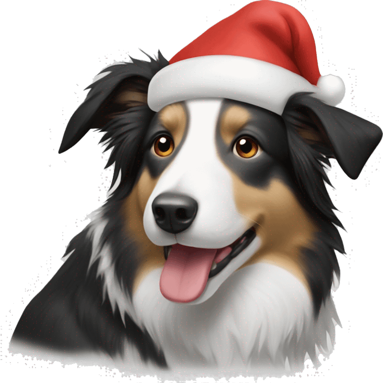 Boarder collie with a Santa hat on emoji