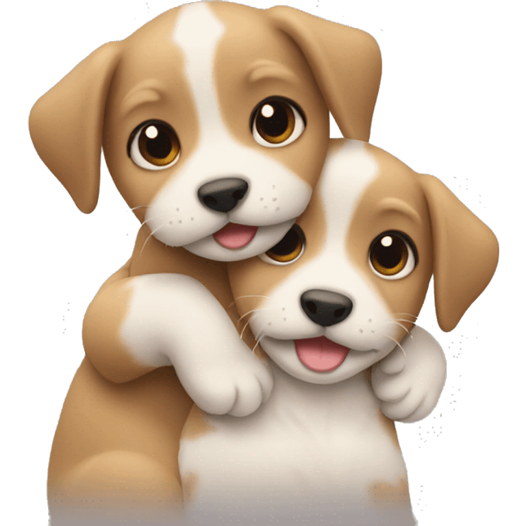 Two puppies hugging emoji