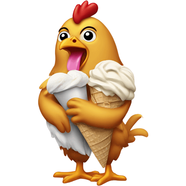 Chicken eating ice cream emoji