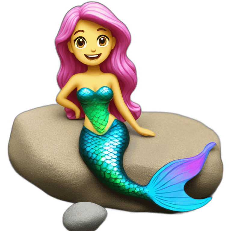 Mermaid on a rock holographic emoji