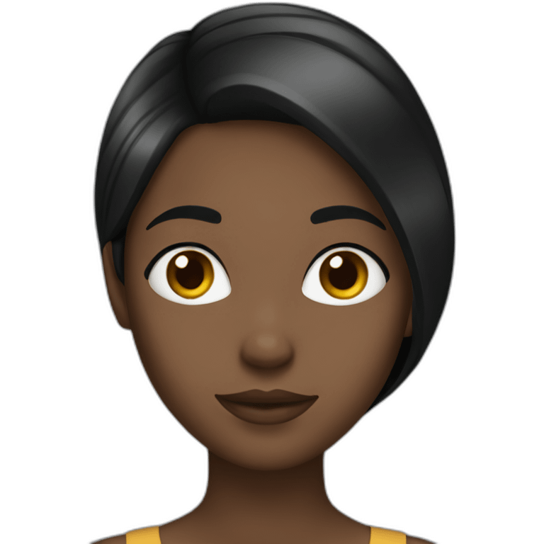 black girl with long straight black hair emoji