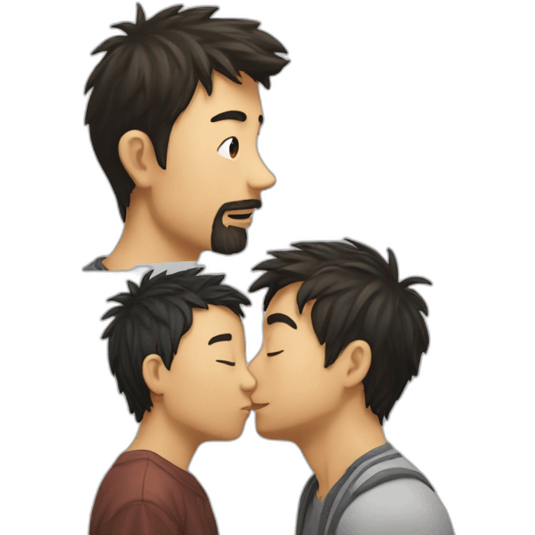 scruffy-boy-and-asian-gilr-kissing emoji