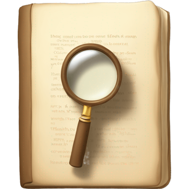 A book in beige tones with a magnifying glass on it emoji