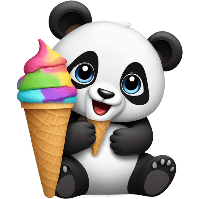 Panda eating ice cream emoji