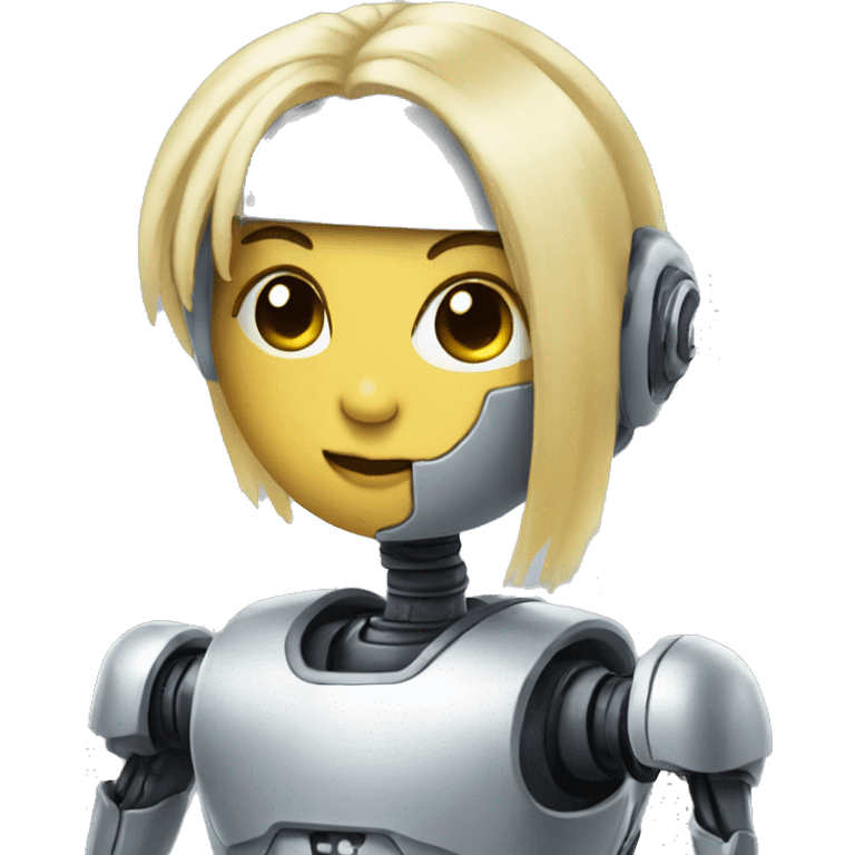 Robot with blonde kiss emoji