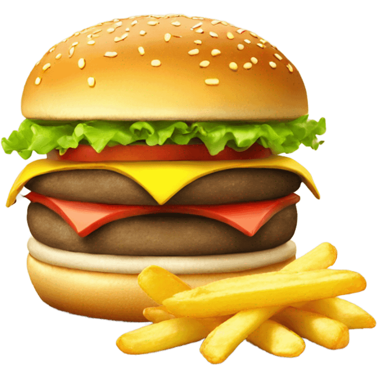 Really yummy burger and chips emoji