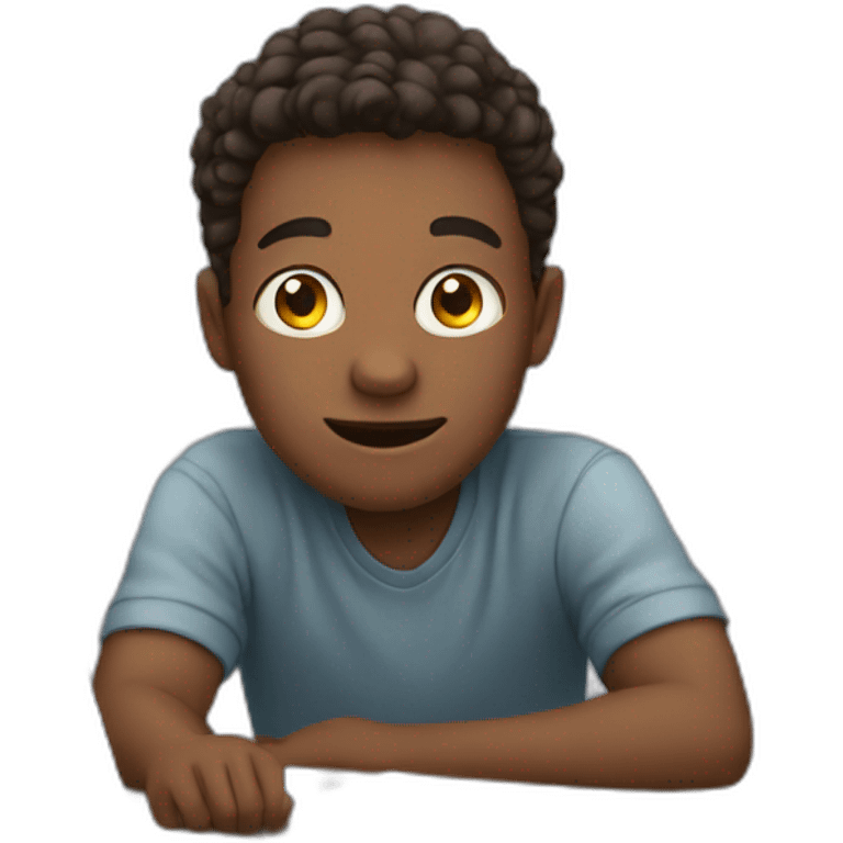 boy watching online classes emoji