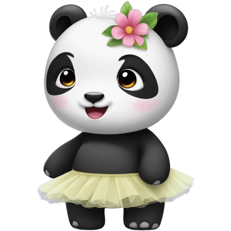 Cute female Panda wearing a tutu and a flower above 1 ear  emoji