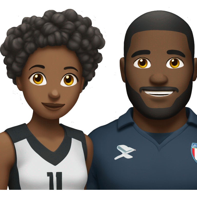 christian short black girl with christian tall black footballer  emoji