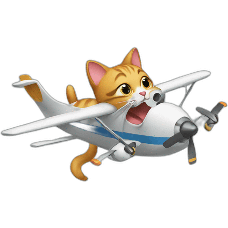 cat playing with an airplane emoji