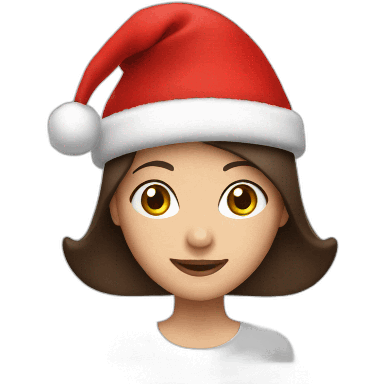 brunette girl in a christmas hat emoji