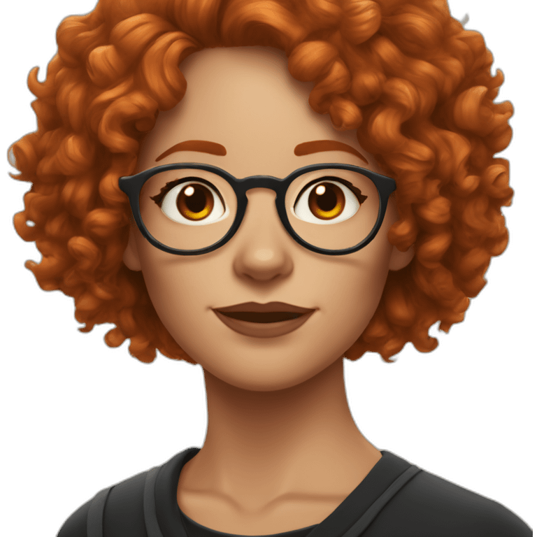 curly redhead woman wearing harry potter glasses and lightning bolt scar on the side of her forehead emoji