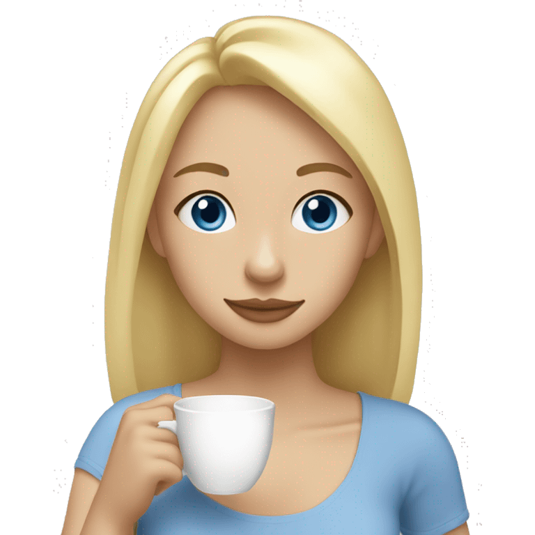 Girl (blue eyes, blonde hair) sipping tea emoji