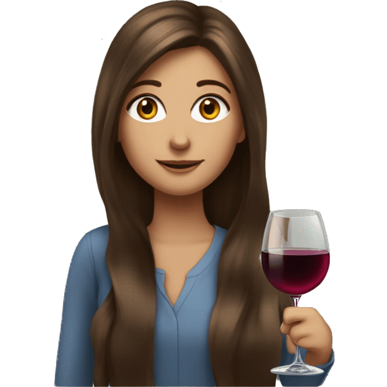 girl with long brown hair and brown eyes, with a glass of wine and KPMG with golden emoji