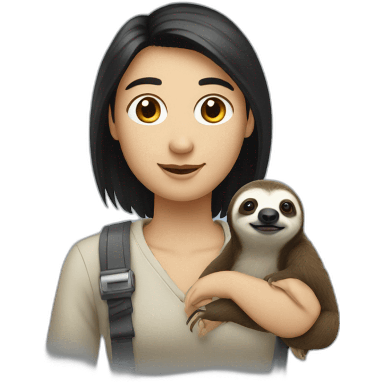 black hair white skin software engineer with a sloth around the neck emoji