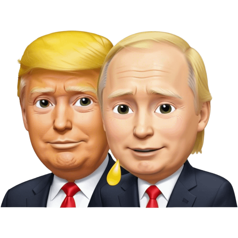 Trump soaked by yellow rain with Putin smiling  emoji