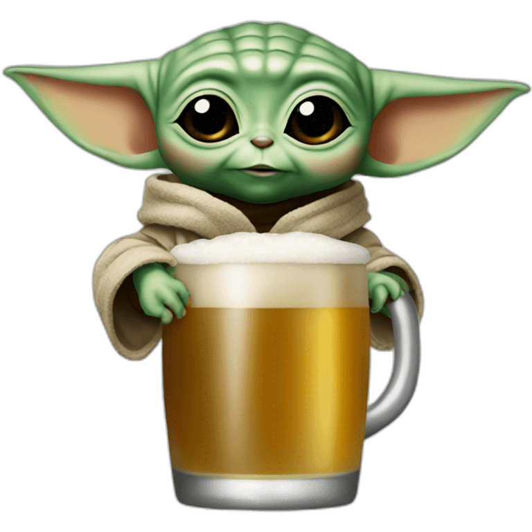 Baby yoda drink beer emoji