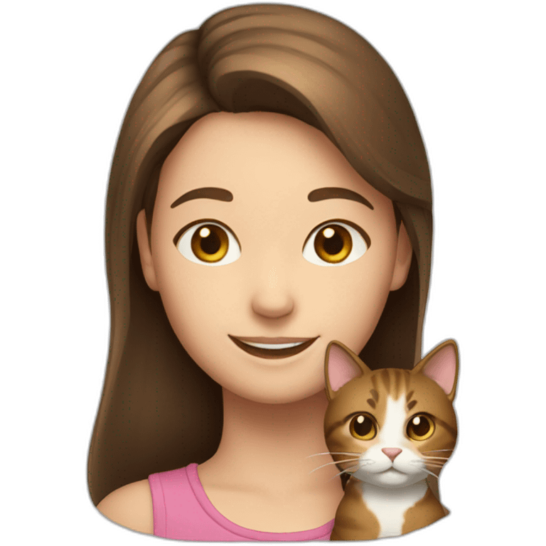 smiling girl with brown hair cat emoji