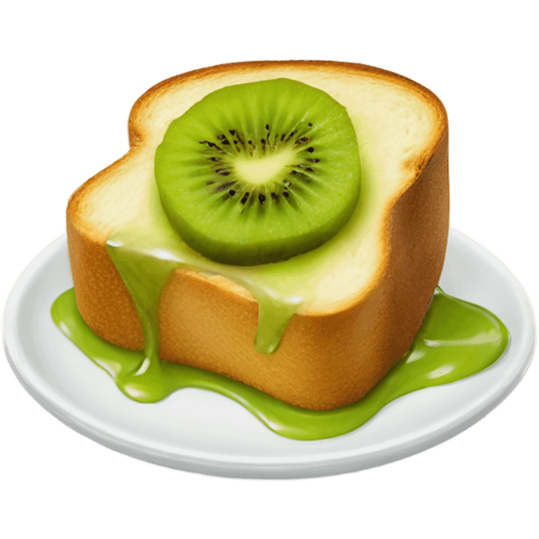 a piece of toast with a melted kiwi on top emoji