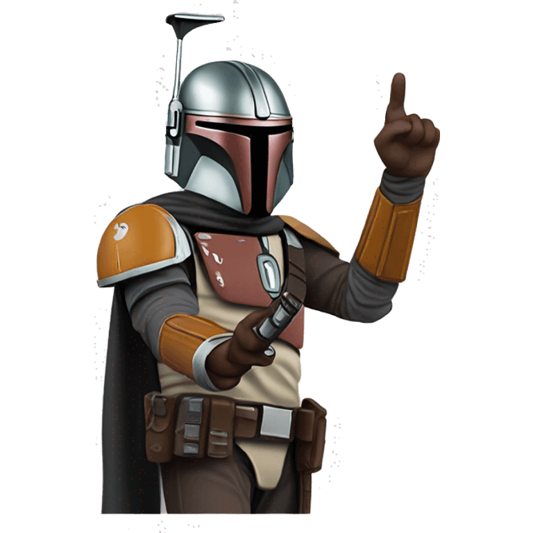 mandalorian pointing towards viewer with large hand emoji