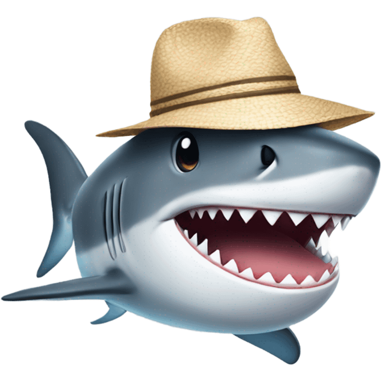 shark wearing swim shorts and a summer hat emoji