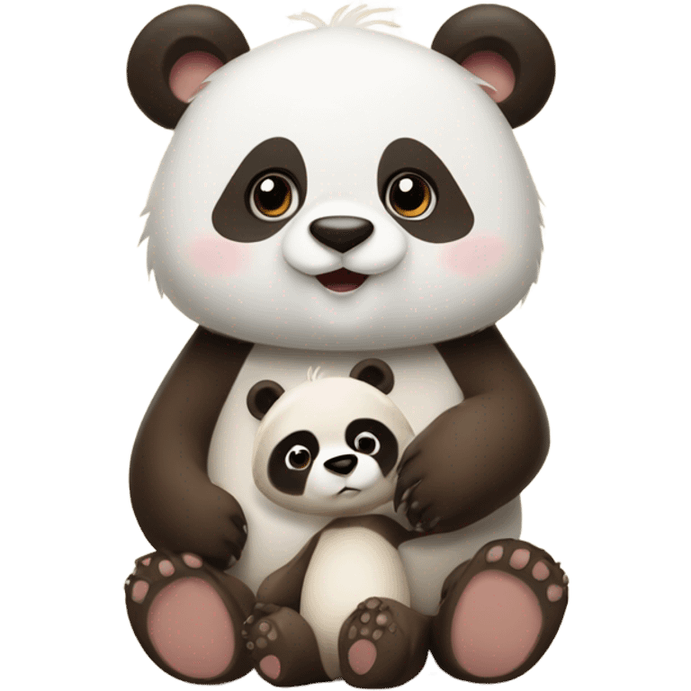 baby panda with big hands with brown bear  emoji