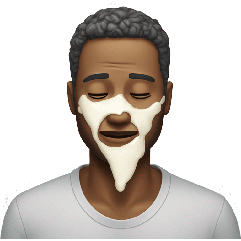 Man in pain with cream on his face emoji