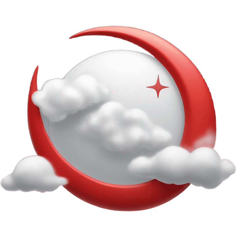 red crescent moon with sparkly white clouds emoji