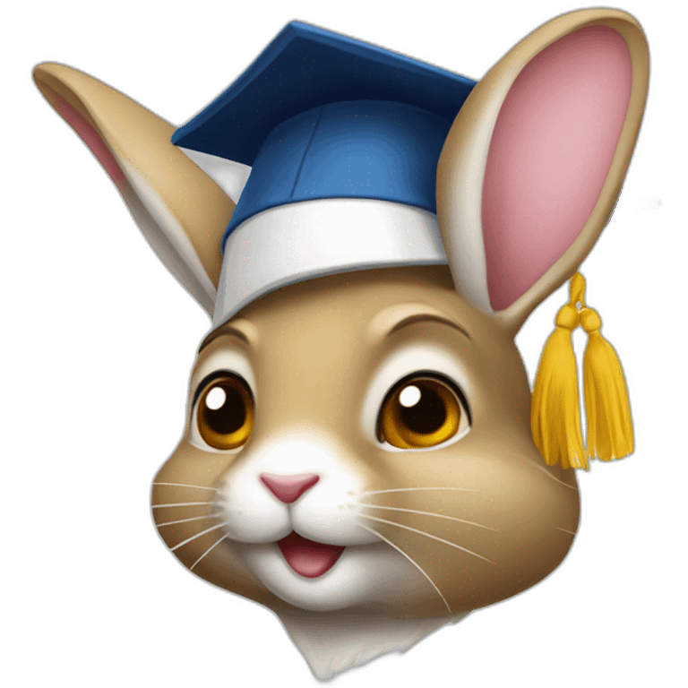 Ukrainian rabbit student in a square academic cap emoji