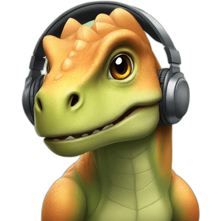 Dinosaur wearing headphones emoji