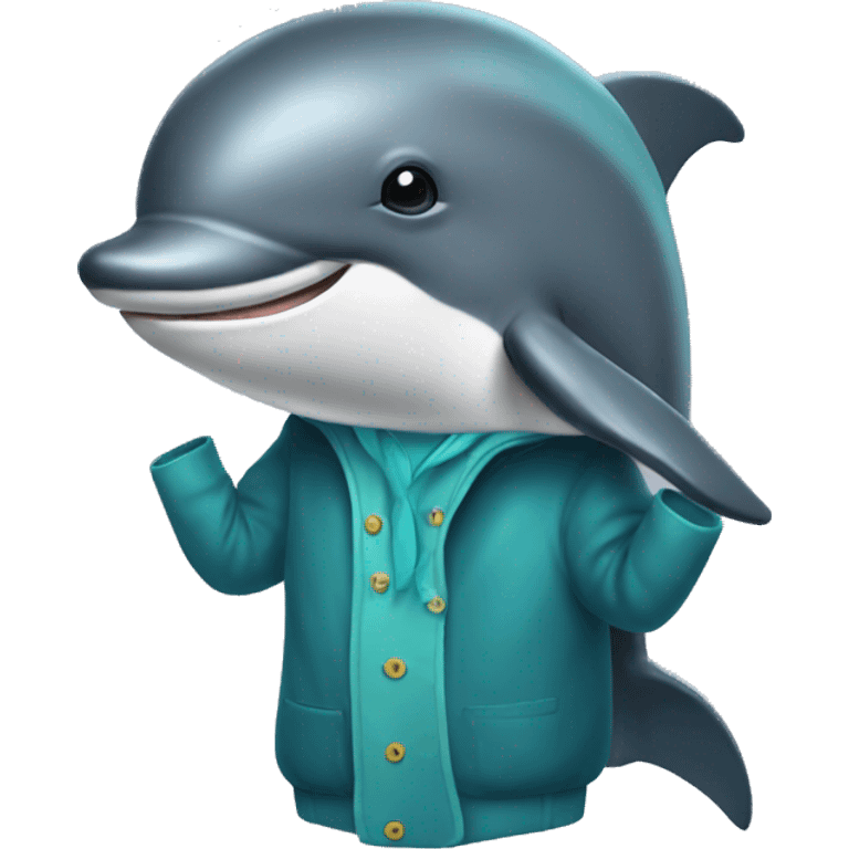 A dolphine with coat emoji