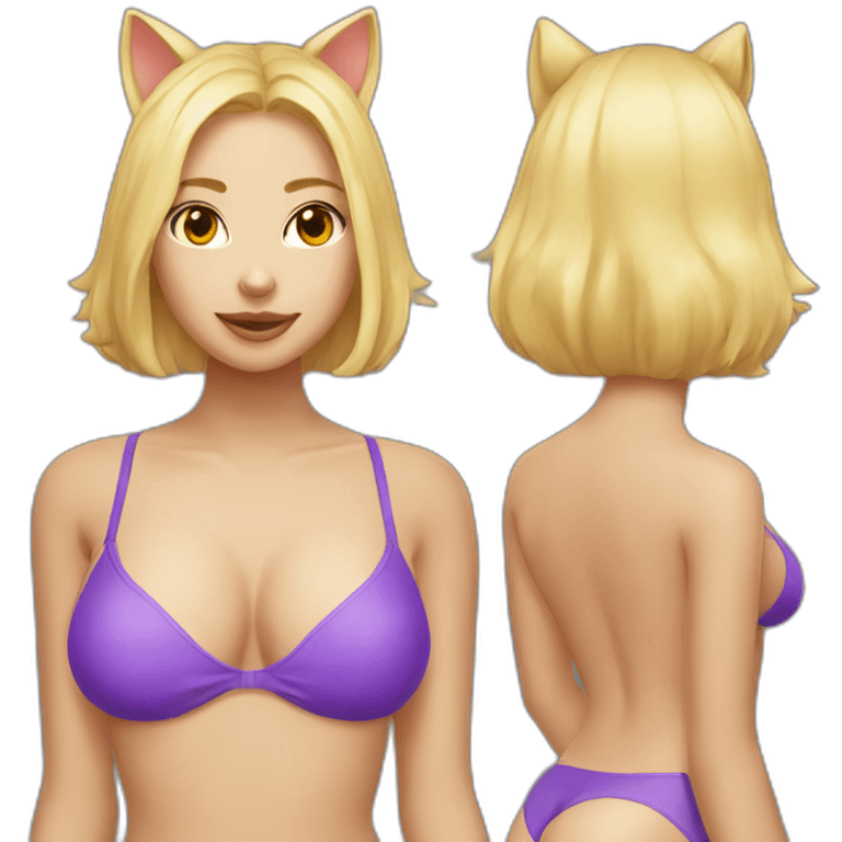 hot catgirl blonde swim suit emoji