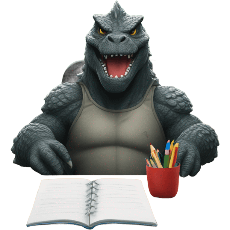 Godzilla as a student emoji