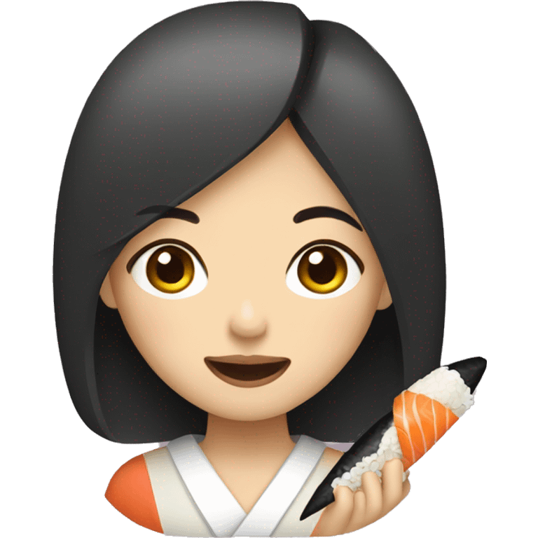 asian girl eating sushi emoji