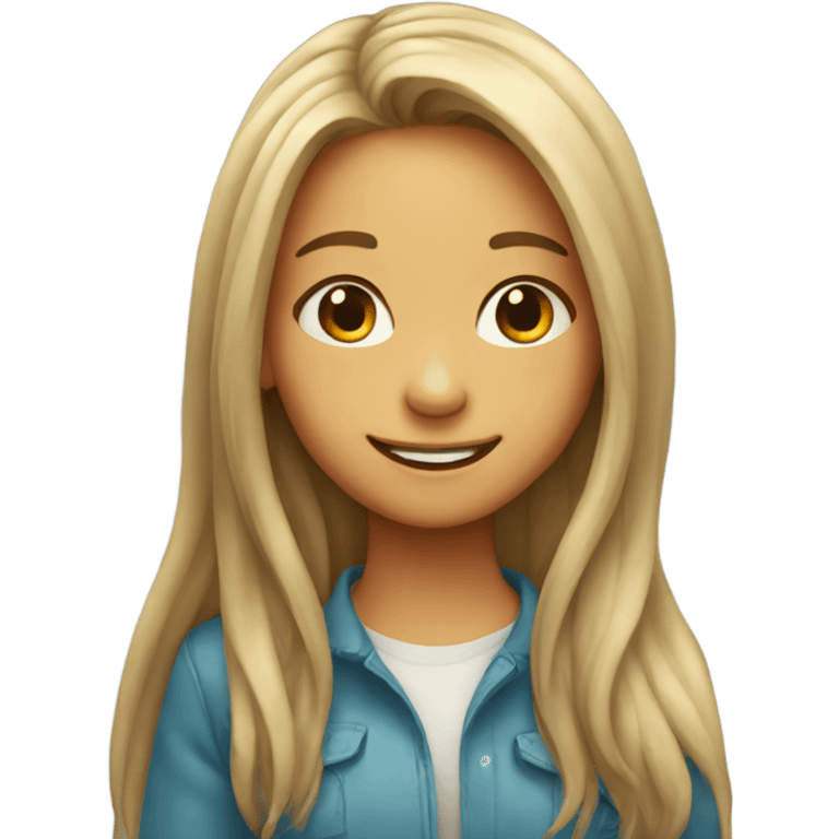 smiling girl with long hair emoji