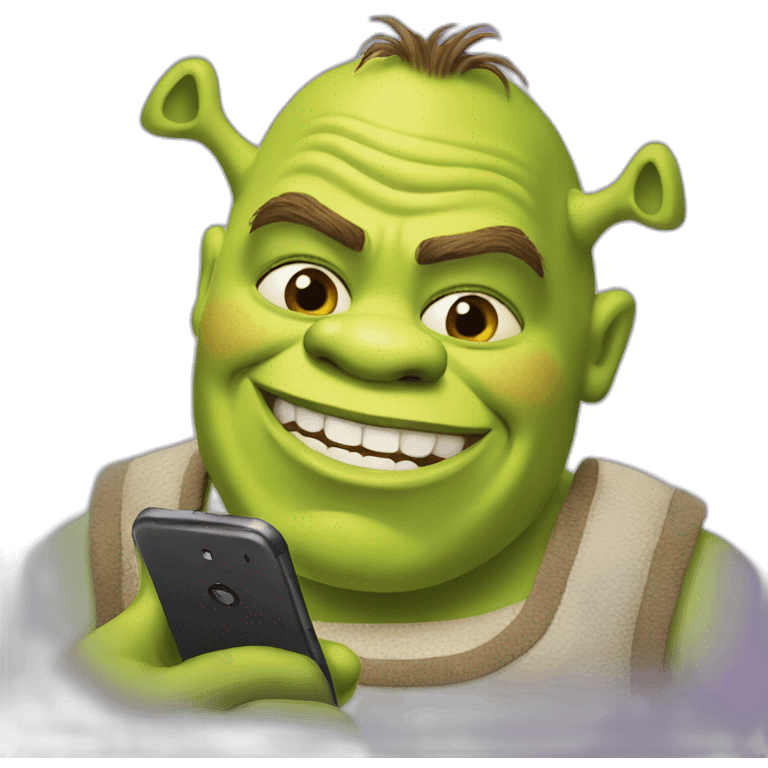 shrek with a phone emoji