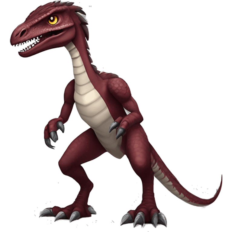 Maroon edgy badass modern handsome velociraptor-dragon-Digimon, full body emoji