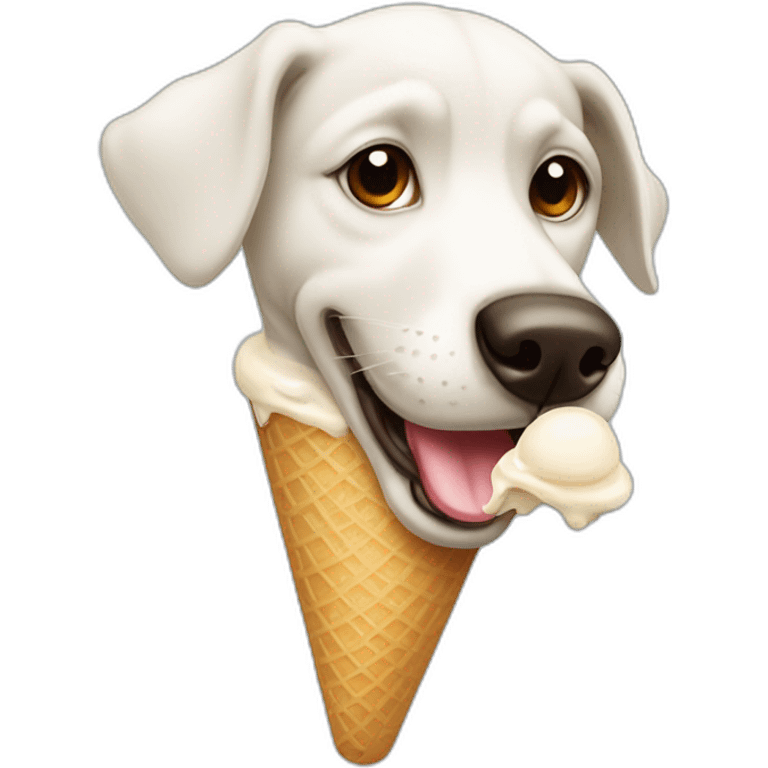 dog licking a vanilla ice cream emoji