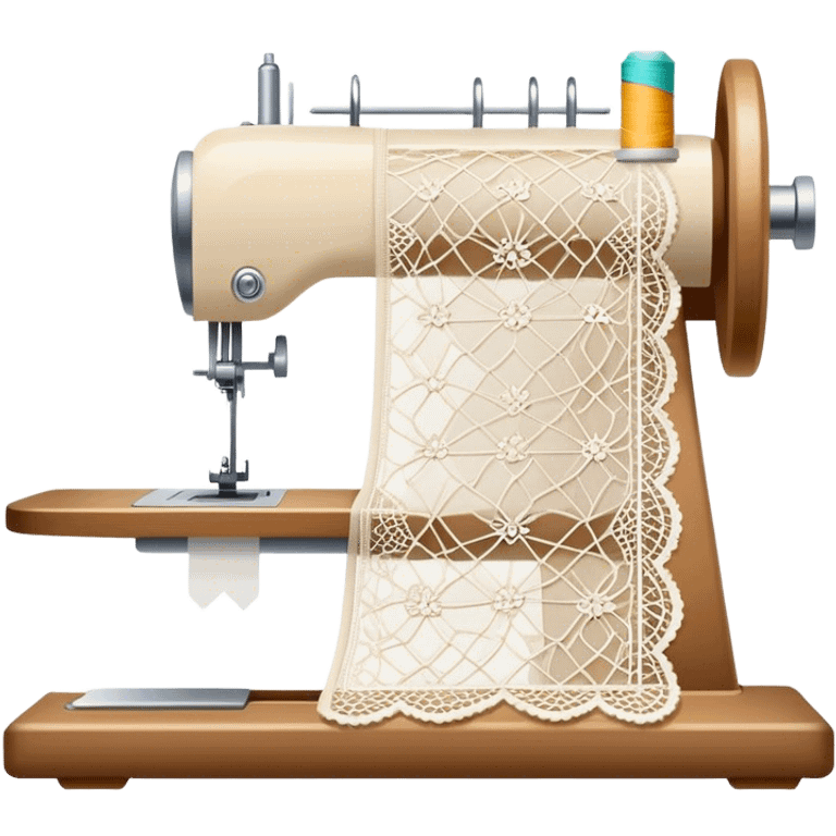 Lace making icon, lace patterns in progress, shuttle, thread, bobbins, intricate details, minimalistic style, clean lines, transparent background. emoji