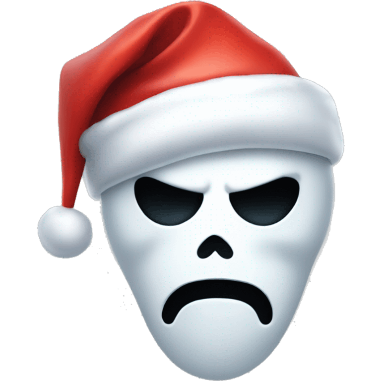 Ghost face from scream with Santa hat  emoji